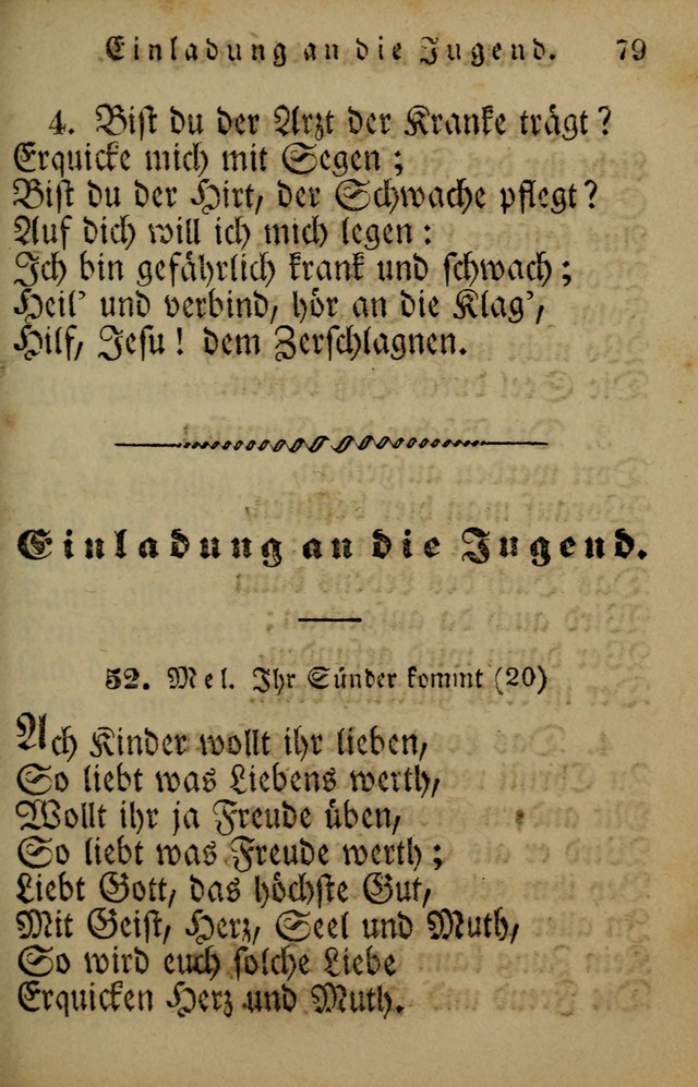 Die Gemeinschaftliche Liedersammlung: zum allgemeinen Gebrauch des wahren Gotrtesdienstes; mit einem inhalt sammt zweisachem Register versehen (4th Aufl) page 79