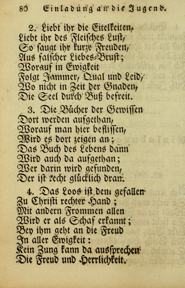 Die Gemeinschaftliche Liedersammlung: zum allgemeinen Gebrauch des wahren Gotrtesdienstes; mit einem inhalt sammt zweisachem Register versehen (4th Aufl) page 80