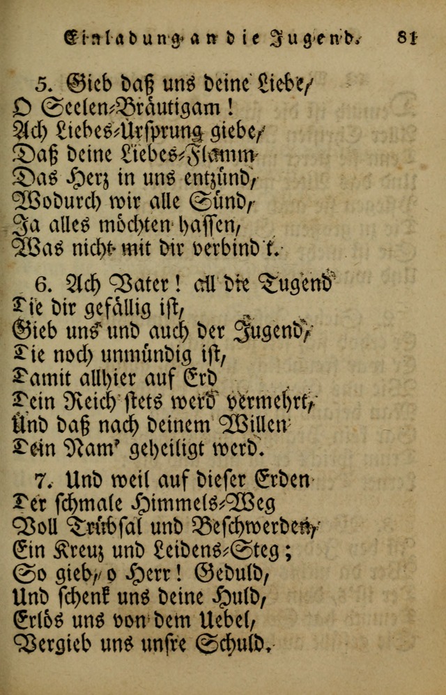 Die Gemeinschaftliche Liedersammlung: zum allgemeinen Gebrauch des wahren Gotrtesdienstes; mit einem inhalt sammt zweisachem Register versehen (4th Aufl) page 81