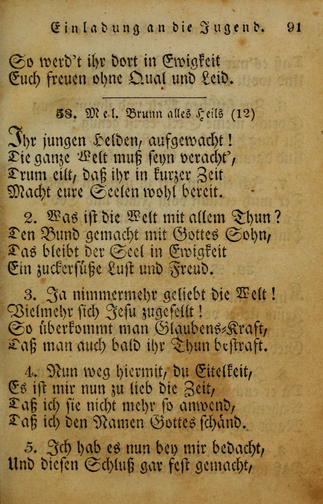 Die Gemeinschaftliche Liedersammlung: zum allgemeinen Gebrauch des wahren Gotrtesdienstes; mit einem inhalt sammt zweisachem Register versehen (4th Aufl) page 91