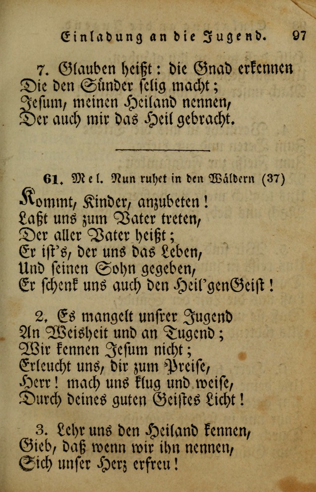 Die Gemeinschaftliche Liedersammlung: zum allgemeinen Gebrauch des wahren Gotrtesdienstes; mit einem inhalt sammt zweisachem Register versehen (4th Aufl) page 97