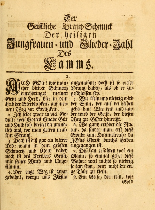 Das Gesäng Der einsamen und verlassenen Turtel-Taube, Nemlich der Christlichen Kirche: oder geistliche u. erfahrungs-volle liedens u. libes-gethöne, als darinnen bendes die volrkost der neuen welt... page 1