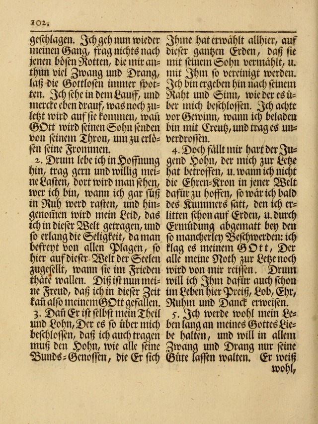 Das Gesäng Der einsamen und verlassenen Turtel-Taube, Nemlich der Christlichen Kirche: oder geistliche u. erfahrungs-volle liedens u. libes-gethöne, als darinnen bendes die volrkost der neuen welt... page 102