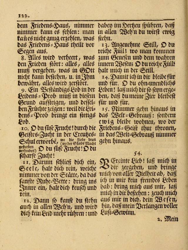 Das Gesäng Der einsamen und verlassenen Turtel-Taube, Nemlich der Christlichen Kirche: oder geistliche u. erfahrungs-volle liedens u. libes-gethöne, als darinnen bendes die volrkost der neuen welt... page 122