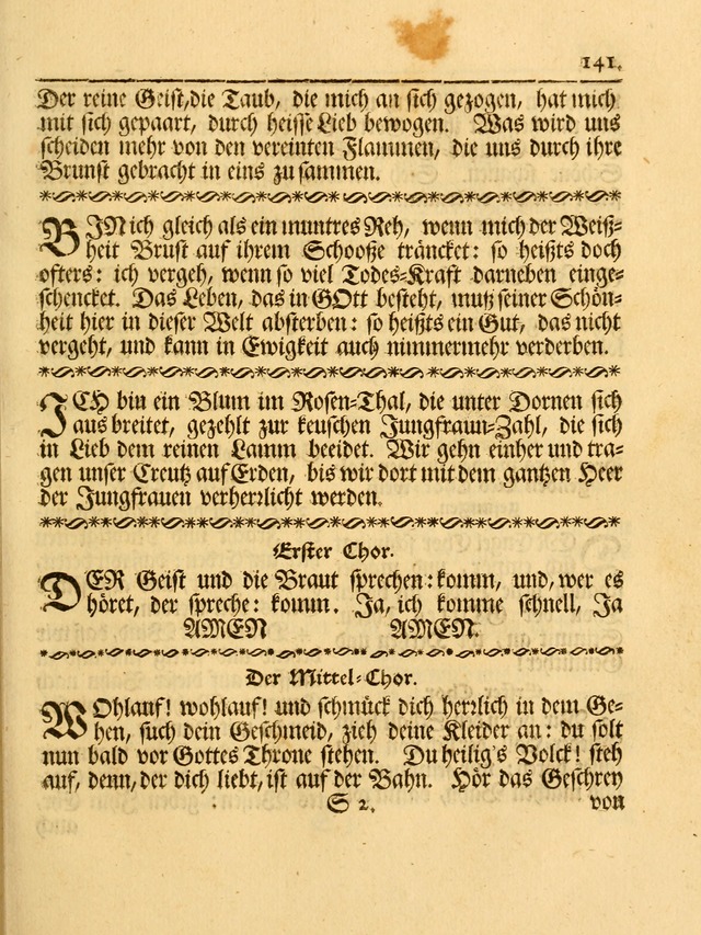 Das Gesäng Der einsamen und verlassenen Turtel-Taube, Nemlich der Christlichen Kirche: oder geistliche u. erfahrungs-volle liedens u. libes-gethöne, als darinnen bendes die volrkost der neuen welt... page 141