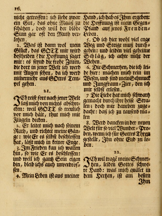 Das Gesäng Der einsamen und verlassenen Turtel-Taube, Nemlich der Christlichen Kirche: oder geistliche u. erfahrungs-volle liedens u. libes-gethöne, als darinnen bendes die volrkost der neuen welt... page 16