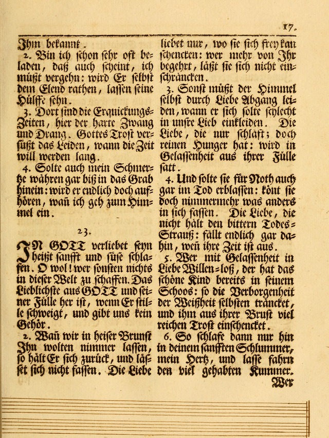 Das Gesäng Der einsamen und verlassenen Turtel-Taube, Nemlich der Christlichen Kirche: oder geistliche u. erfahrungs-volle liedens u. libes-gethöne, als darinnen bendes die volrkost der neuen welt... page 17