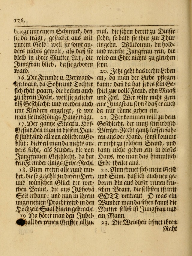 Das Gesäng Der einsamen und verlassenen Turtel-Taube, Nemlich der Christlichen Kirche: oder geistliche u. erfahrungs-volle liedens u. libes-gethöne, als darinnen bendes die volrkost der neuen welt... page 176