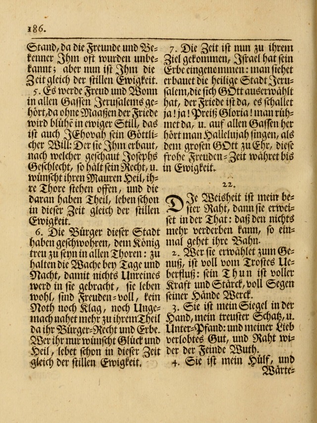 Das Gesäng Der einsamen und verlassenen Turtel-Taube, Nemlich der Christlichen Kirche: oder geistliche u. erfahrungs-volle liedens u. libes-gethöne, als darinnen bendes die volrkost der neuen welt... page 186