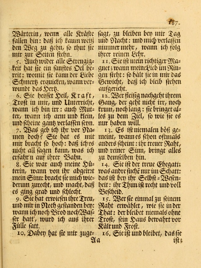 Das Gesäng Der einsamen und verlassenen Turtel-Taube, Nemlich der Christlichen Kirche: oder geistliche u. erfahrungs-volle liedens u. libes-gethöne, als darinnen bendes die volrkost der neuen welt... page 187