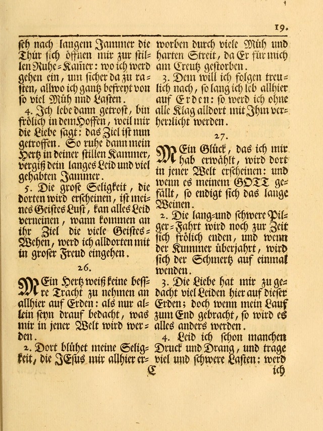 Das Gesäng Der einsamen und verlassenen Turtel-Taube, Nemlich der Christlichen Kirche: oder geistliche u. erfahrungs-volle liedens u. libes-gethöne, als darinnen bendes die volrkost der neuen welt... page 19