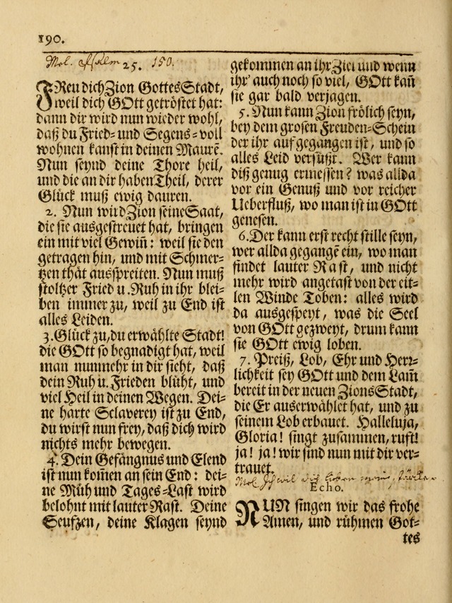 Das Gesäng Der einsamen und verlassenen Turtel-Taube, Nemlich der Christlichen Kirche: oder geistliche u. erfahrungs-volle liedens u. libes-gethöne, als darinnen bendes die volrkost der neuen welt... page 190