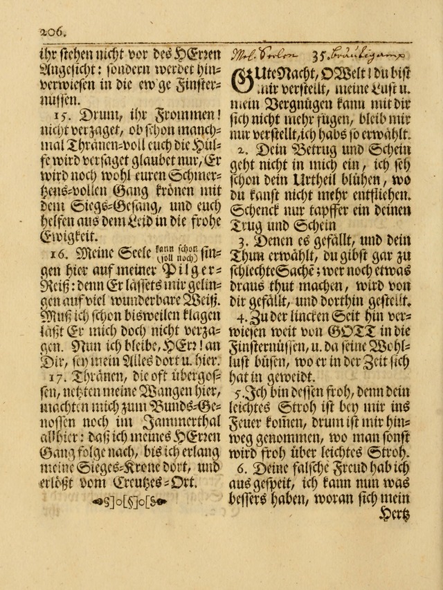 Das Gesäng Der einsamen und verlassenen Turtel-Taube, Nemlich der Christlichen Kirche: oder geistliche u. erfahrungs-volle liedens u. libes-gethöne, als darinnen bendes die volrkost der neuen welt... page 206