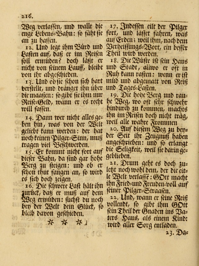 Das Gesäng Der einsamen und verlassenen Turtel-Taube, Nemlich der Christlichen Kirche: oder geistliche u. erfahrungs-volle liedens u. libes-gethöne, als darinnen bendes die volrkost der neuen welt... page 216