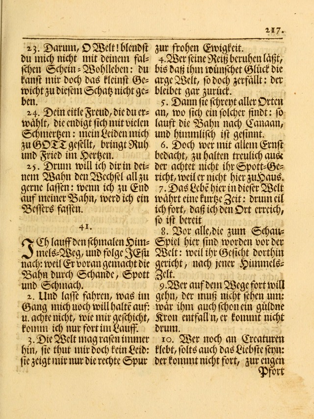 Das Gesäng Der einsamen und verlassenen Turtel-Taube, Nemlich der Christlichen Kirche: oder geistliche u. erfahrungs-volle liedens u. libes-gethöne, als darinnen bendes die volrkost der neuen welt... page 217