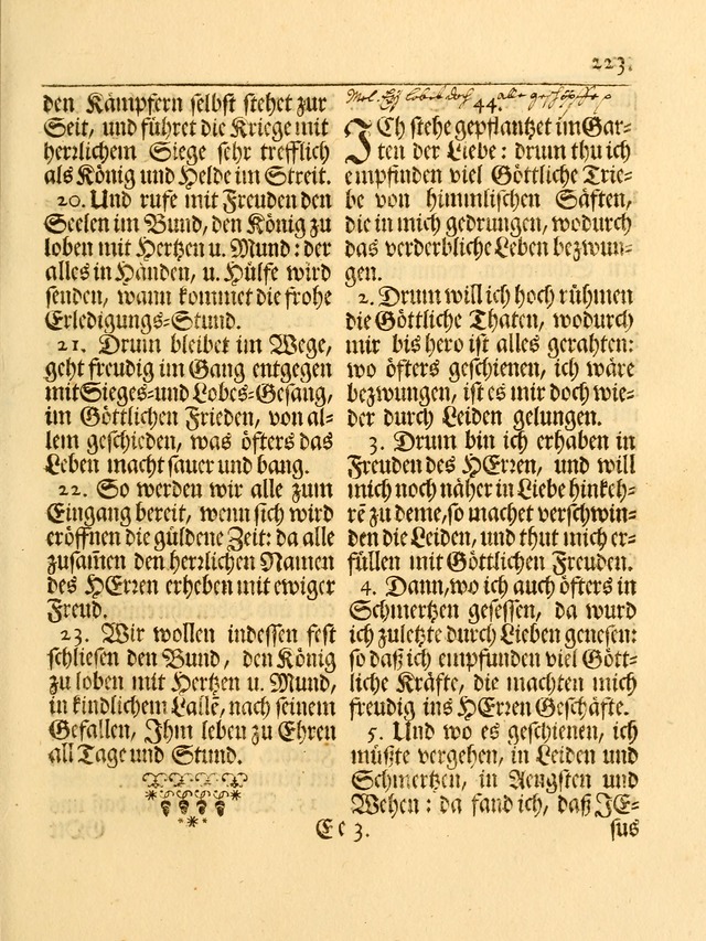 Das Gesäng Der einsamen und verlassenen Turtel-Taube, Nemlich der Christlichen Kirche: oder geistliche u. erfahrungs-volle liedens u. libes-gethöne, als darinnen bendes die volrkost der neuen welt... page 223