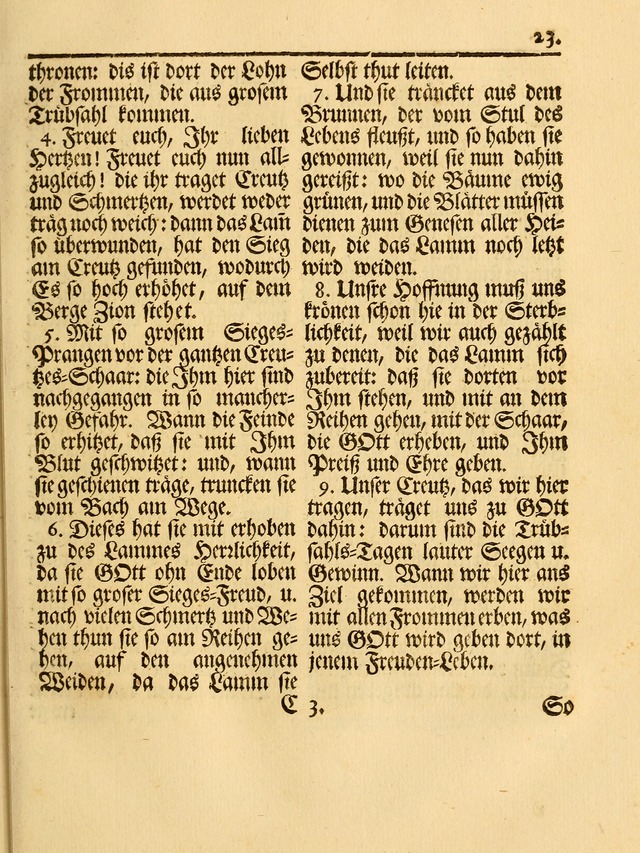 Das Gesäng Der einsamen und verlassenen Turtel-Taube, Nemlich der Christlichen Kirche: oder geistliche u. erfahrungs-volle liedens u. libes-gethöne, als darinnen bendes die volrkost der neuen welt... page 23