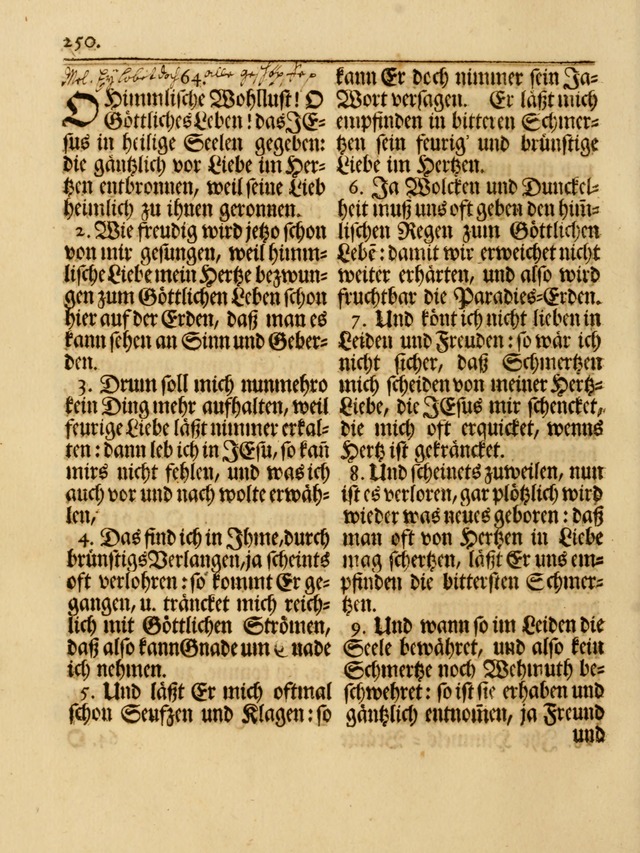 Das Gesäng Der einsamen und verlassenen Turtel-Taube, Nemlich der Christlichen Kirche: oder geistliche u. erfahrungs-volle liedens u. libes-gethöne, als darinnen bendes die volrkost der neuen welt... page 250