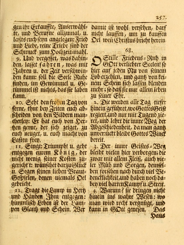 Das Gesäng Der einsamen und verlassenen Turtel-Taube, Nemlich der Christlichen Kirche: oder geistliche u. erfahrungs-volle liedens u. libes-gethöne, als darinnen bendes die volrkost der neuen welt... page 257