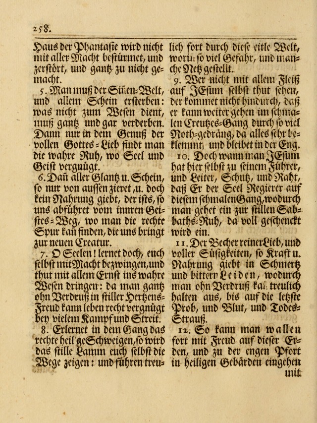 Das Gesäng Der einsamen und verlassenen Turtel-Taube, Nemlich der Christlichen Kirche: oder geistliche u. erfahrungs-volle liedens u. libes-gethöne, als darinnen bendes die volrkost der neuen welt... page 258