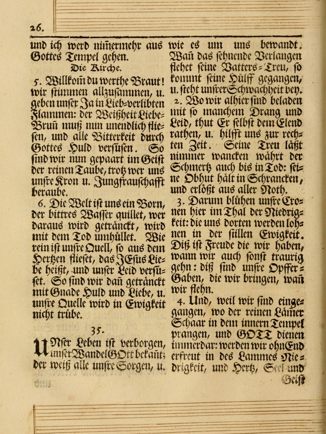 Das Gesäng Der einsamen und verlassenen Turtel-Taube, Nemlich der Christlichen Kirche: oder geistliche u. erfahrungs-volle liedens u. libes-gethöne, als darinnen bendes die volrkost der neuen welt... page 26