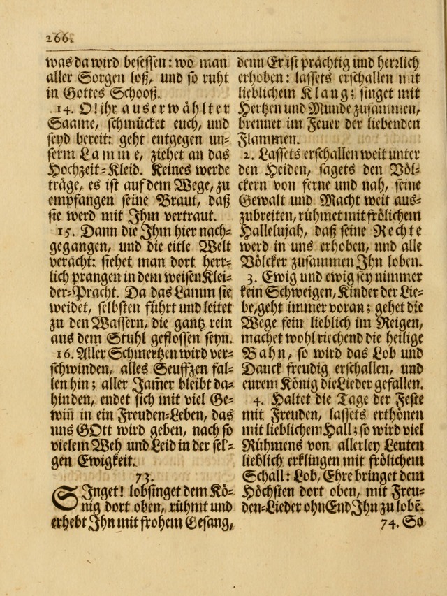 Das Gesäng Der einsamen und verlassenen Turtel-Taube, Nemlich der Christlichen Kirche: oder geistliche u. erfahrungs-volle liedens u. libes-gethöne, als darinnen bendes die volrkost der neuen welt... page 266