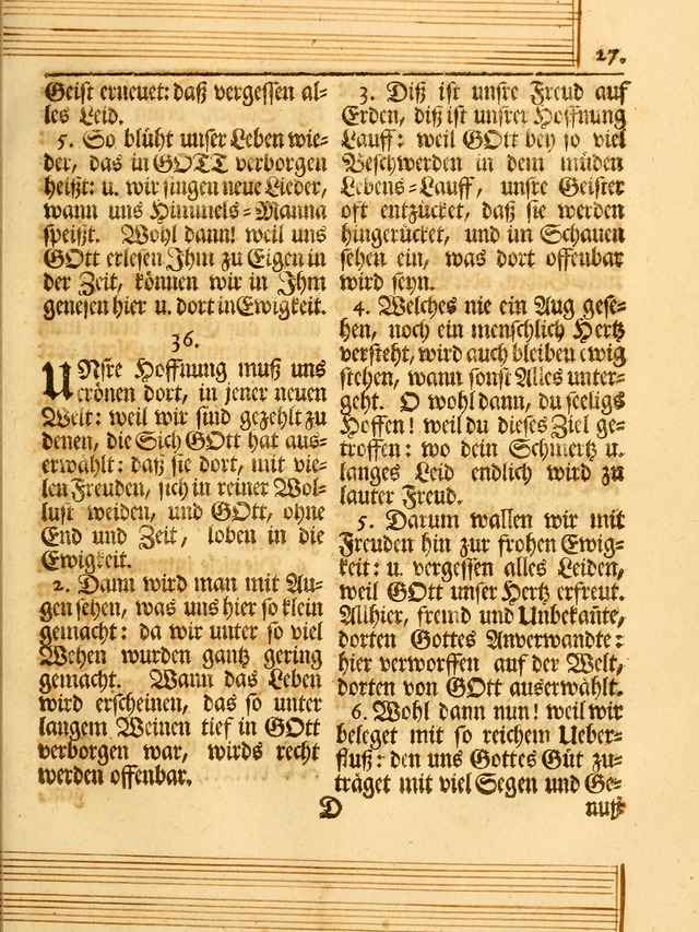 Das Gesäng Der einsamen und verlassenen Turtel-Taube, Nemlich der Christlichen Kirche: oder geistliche u. erfahrungs-volle liedens u. libes-gethöne, als darinnen bendes die volrkost der neuen welt... page 27