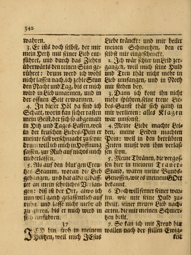 Das Gesäng Der einsamen und verlassenen Turtel-Taube, Nemlich der Christlichen Kirche: oder geistliche u. erfahrungs-volle liedens u. libes-gethöne, als darinnen bendes die volrkost der neuen welt... page 342