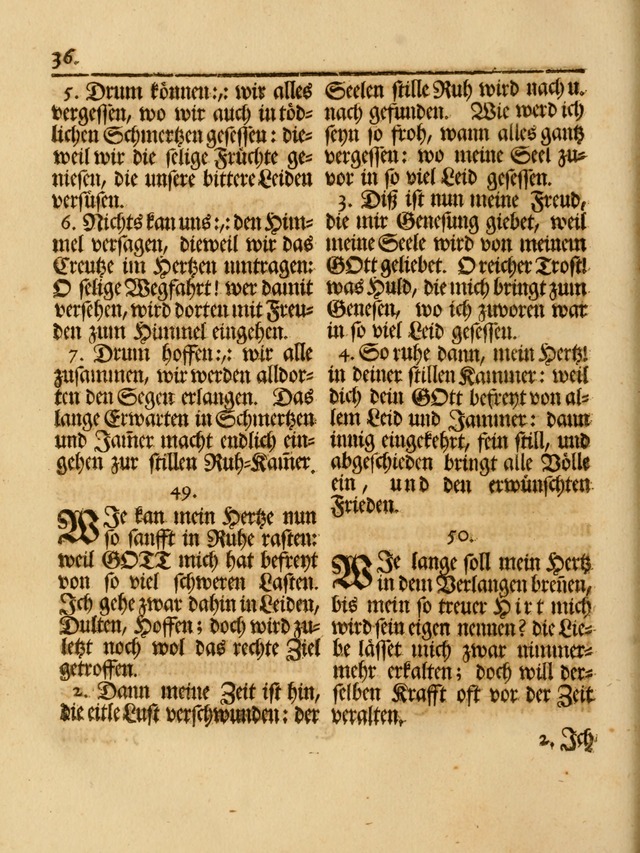 Das Gesäng Der einsamen und verlassenen Turtel-Taube, Nemlich der Christlichen Kirche: oder geistliche u. erfahrungs-volle liedens u. libes-gethöne, als darinnen bendes die volrkost der neuen welt... page 36