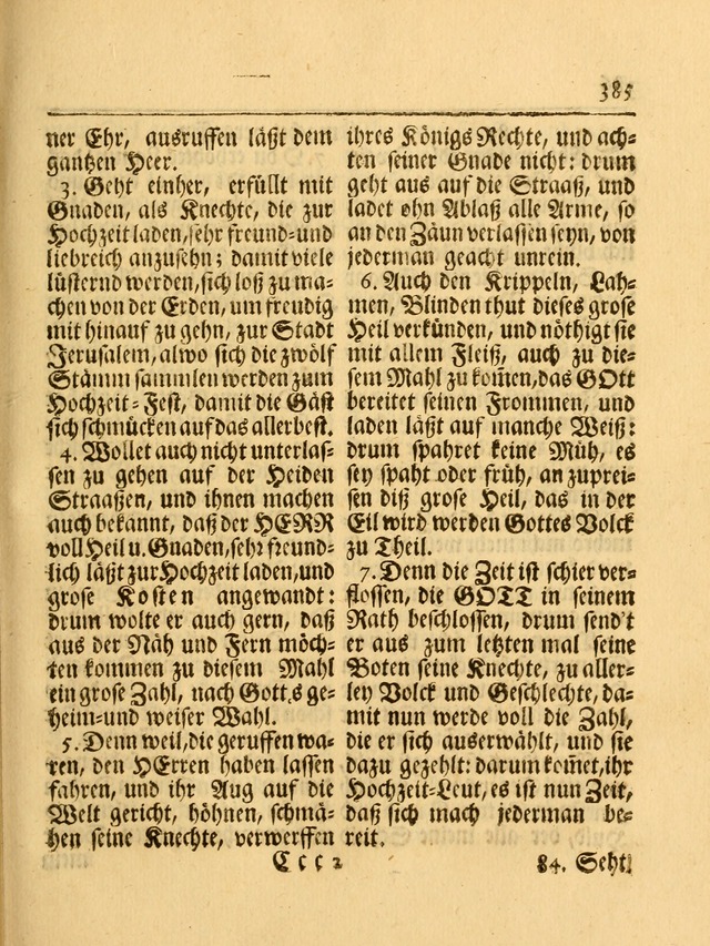 Das Gesäng Der einsamen und verlassenen Turtel-Taube, Nemlich der Christlichen Kirche: oder geistliche u. erfahrungs-volle liedens u. libes-gethöne, als darinnen bendes die volrkost der neuen welt... page 385