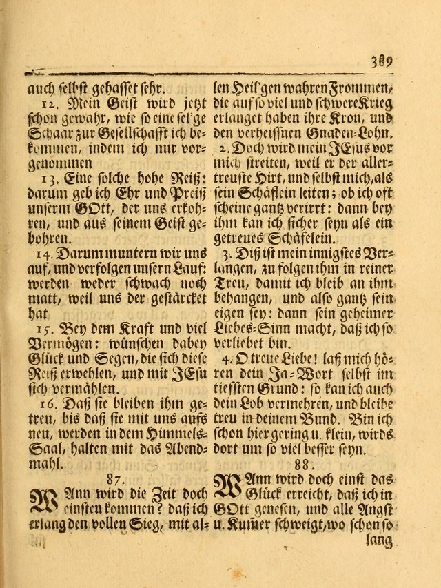 Das Gesäng Der einsamen und verlassenen Turtel-Taube, Nemlich der Christlichen Kirche: oder geistliche u. erfahrungs-volle liedens u. libes-gethöne, als darinnen bendes die volrkost der neuen welt... page 389