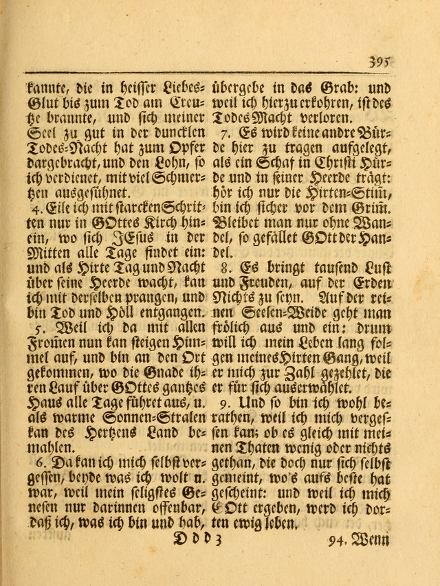 Das Gesäng Der einsamen und verlassenen Turtel-Taube, Nemlich der Christlichen Kirche: oder geistliche u. erfahrungs-volle liedens u. libes-gethöne, als darinnen bendes die volrkost der neuen welt... page 395