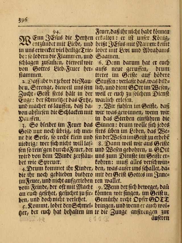 Das Gesäng Der einsamen und verlassenen Turtel-Taube, Nemlich der Christlichen Kirche: oder geistliche u. erfahrungs-volle liedens u. libes-gethöne, als darinnen bendes die volrkost der neuen welt... page 396