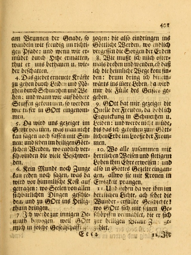 Das Gesäng Der einsamen und verlassenen Turtel-Taube, Nemlich der Christlichen Kirche: oder geistliche u. erfahrungs-volle liedens u. libes-gethöne, als darinnen bendes die volrkost der neuen welt... page 401