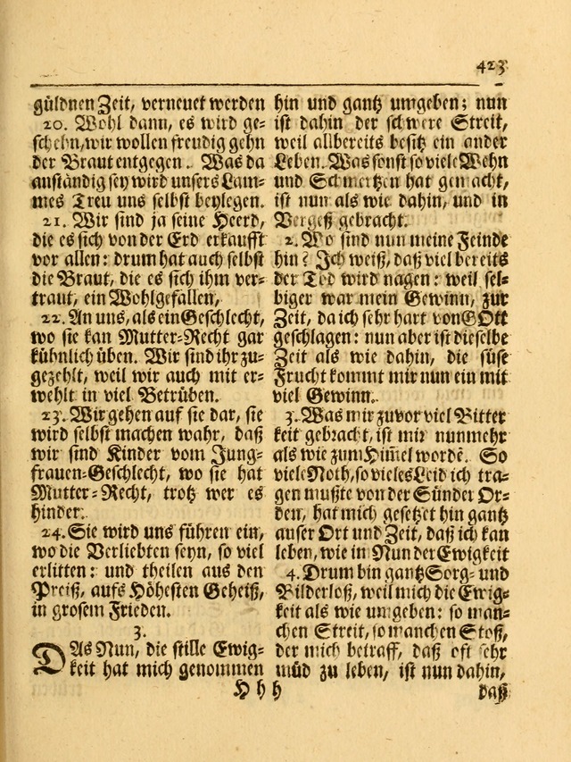 Das Gesäng Der einsamen und verlassenen Turtel-Taube, Nemlich der Christlichen Kirche: oder geistliche u. erfahrungs-volle liedens u. libes-gethöne, als darinnen bendes die volrkost der neuen welt... page 423