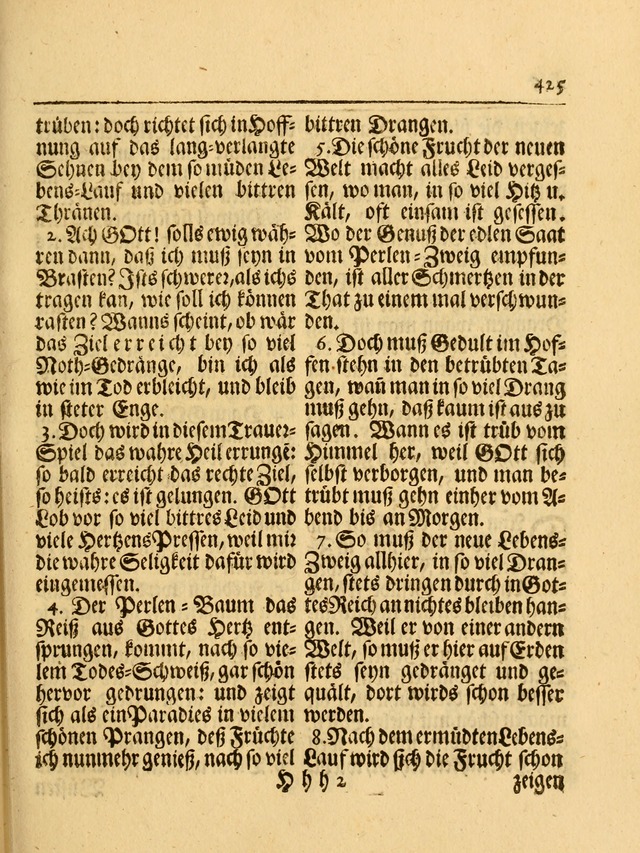 Das Gesäng Der einsamen und verlassenen Turtel-Taube, Nemlich der Christlichen Kirche: oder geistliche u. erfahrungs-volle liedens u. libes-gethöne, als darinnen bendes die volrkost der neuen welt... page 425