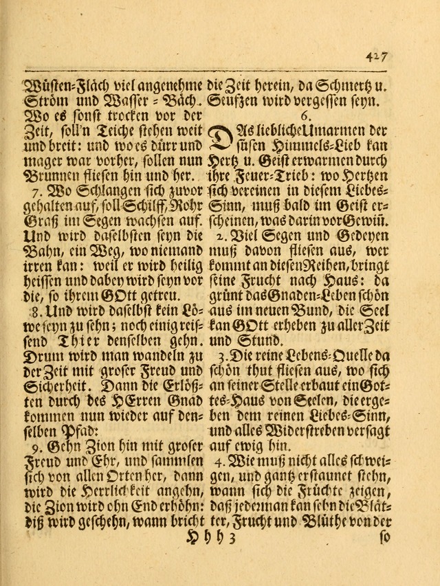 Das Gesäng Der einsamen und verlassenen Turtel-Taube, Nemlich der Christlichen Kirche: oder geistliche u. erfahrungs-volle liedens u. libes-gethöne, als darinnen bendes die volrkost der neuen welt... page 427