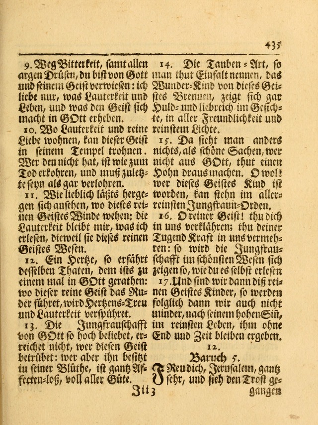 Das Gesäng Der einsamen und verlassenen Turtel-Taube, Nemlich der Christlichen Kirche: oder geistliche u. erfahrungs-volle liedens u. libes-gethöne, als darinnen bendes die volrkost der neuen welt... page 435