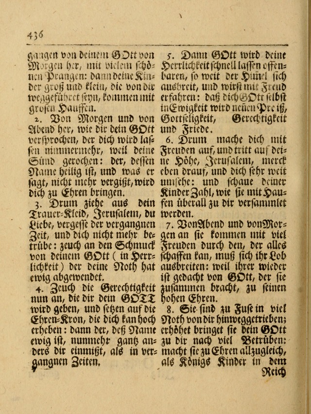 Das Gesäng Der einsamen und verlassenen Turtel-Taube, Nemlich der Christlichen Kirche: oder geistliche u. erfahrungs-volle liedens u. libes-gethöne, als darinnen bendes die volrkost der neuen welt... page 436