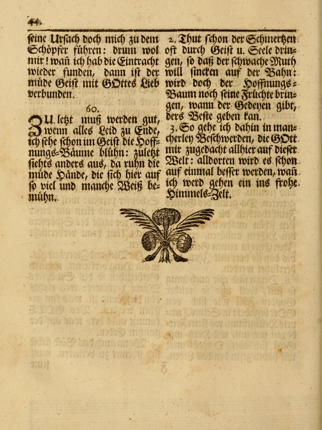 Das Gesäng Der einsamen und verlassenen Turtel-Taube, Nemlich der Christlichen Kirche: oder geistliche u. erfahrungs-volle liedens u. libes-gethöne, als darinnen bendes die volrkost der neuen welt... page 44