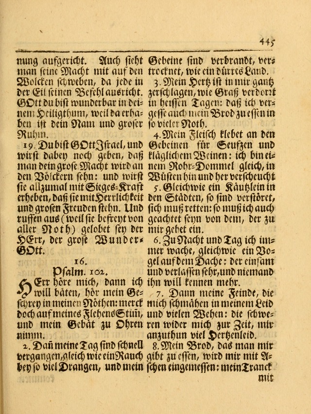 Das Gesäng Der einsamen und verlassenen Turtel-Taube, Nemlich der Christlichen Kirche: oder geistliche u. erfahrungs-volle liedens u. libes-gethöne, als darinnen bendes die volrkost der neuen welt... page 445