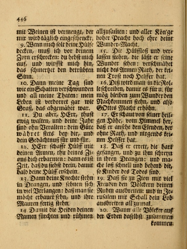 Das Gesäng Der einsamen und verlassenen Turtel-Taube, Nemlich der Christlichen Kirche: oder geistliche u. erfahrungs-volle liedens u. libes-gethöne, als darinnen bendes die volrkost der neuen welt... page 446