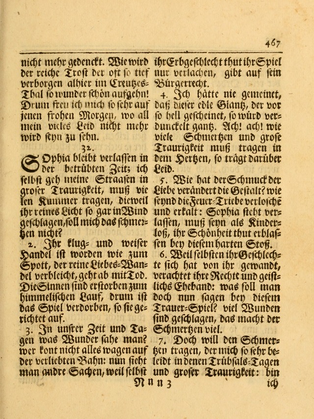 Das Gesäng Der einsamen und verlassenen Turtel-Taube, Nemlich der Christlichen Kirche: oder geistliche u. erfahrungs-volle liedens u. libes-gethöne, als darinnen bendes die volrkost der neuen welt... page 467