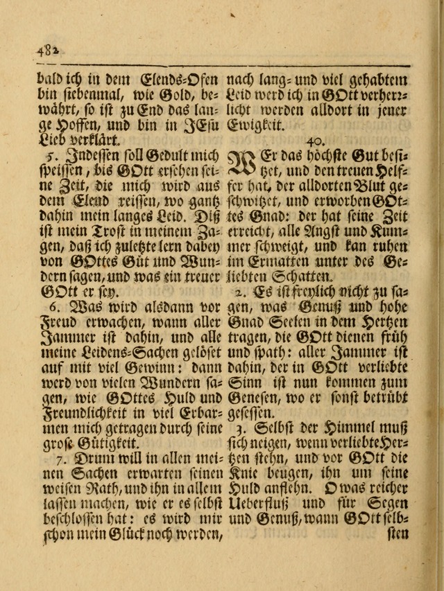 Das Gesäng Der einsamen und verlassenen Turtel-Taube, Nemlich der Christlichen Kirche: oder geistliche u. erfahrungs-volle liedens u. libes-gethöne, als darinnen bendes die volrkost der neuen welt... page 482