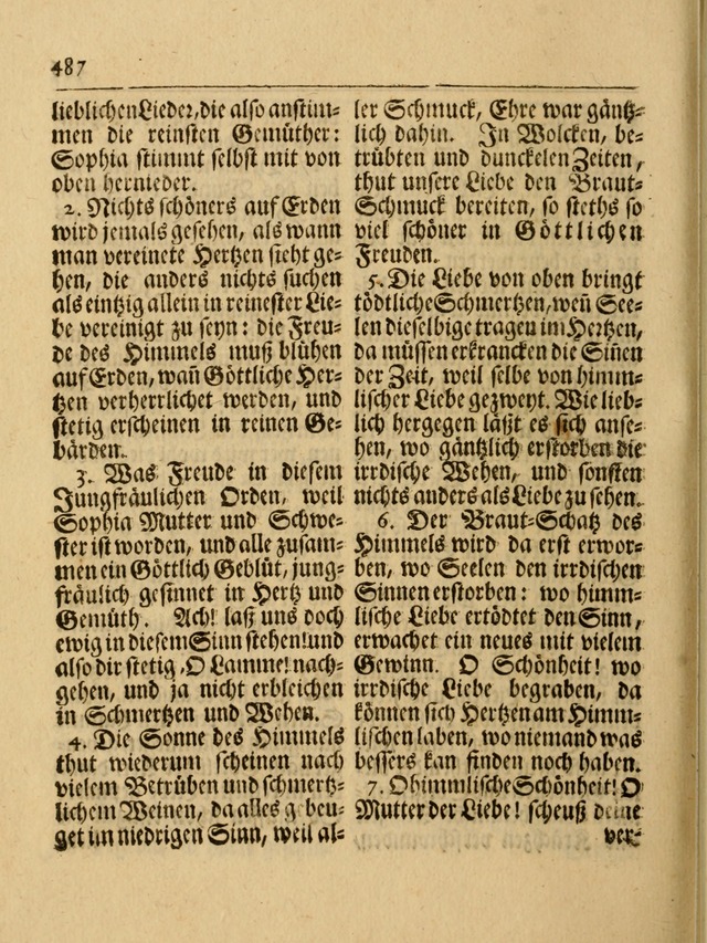 Das Gesäng Der einsamen und verlassenen Turtel-Taube, Nemlich der Christlichen Kirche: oder geistliche u. erfahrungs-volle liedens u. libes-gethöne, als darinnen bendes die volrkost der neuen welt... page 486