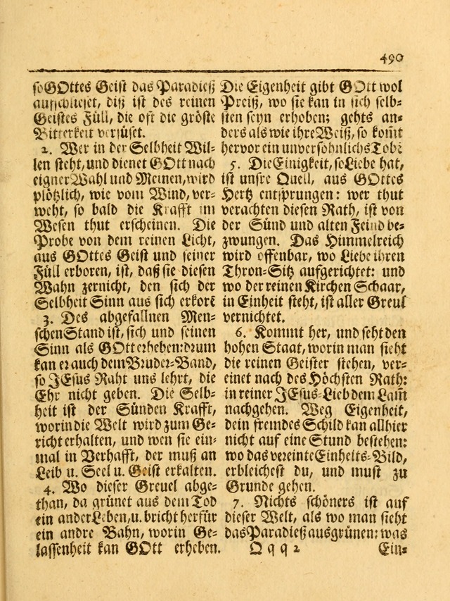 Das Gesäng Der einsamen und verlassenen Turtel-Taube, Nemlich der Christlichen Kirche: oder geistliche u. erfahrungs-volle liedens u. libes-gethöne, als darinnen bendes die volrkost der neuen welt... page 489