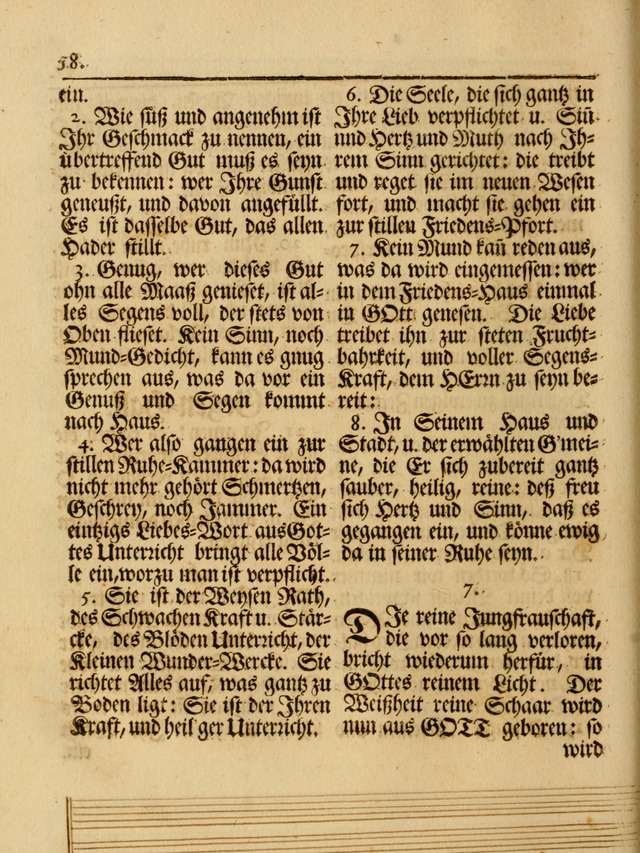 Das Gesäng Der einsamen und verlassenen Turtel-Taube, Nemlich der Christlichen Kirche: oder geistliche u. erfahrungs-volle liedens u. libes-gethöne, als darinnen bendes die volrkost der neuen welt... page 58