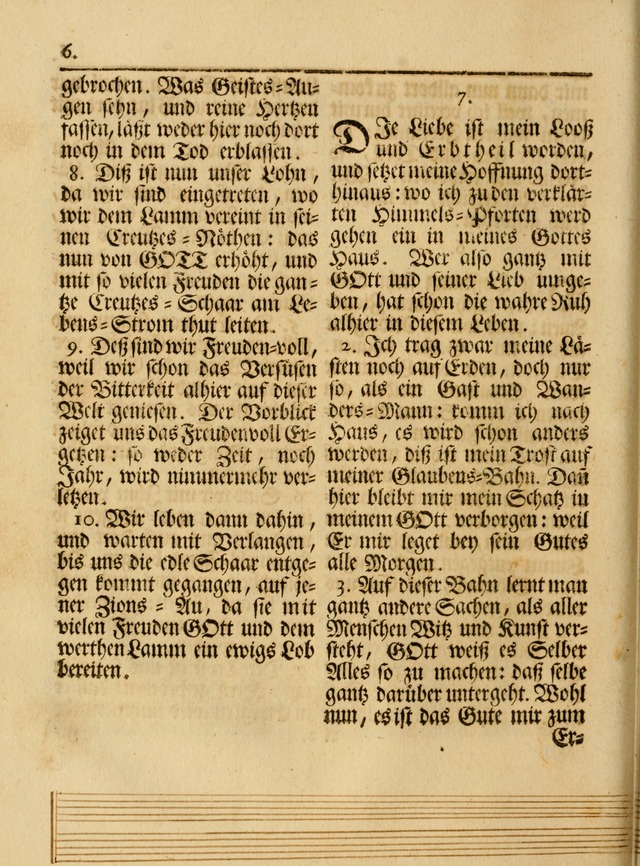 Das Gesäng Der einsamen und verlassenen Turtel-Taube, Nemlich der Christlichen Kirche: oder geistliche u. erfahrungs-volle liedens u. libes-gethöne, als darinnen bendes die volrkost der neuen welt... page 6