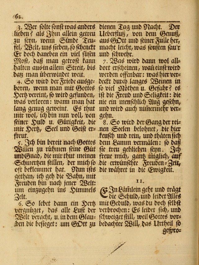 Das Gesäng Der einsamen und verlassenen Turtel-Taube, Nemlich der Christlichen Kirche: oder geistliche u. erfahrungs-volle liedens u. libes-gethöne, als darinnen bendes die volrkost der neuen welt... page 62