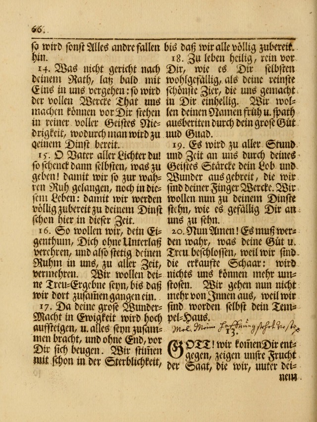 Das Gesäng Der einsamen und verlassenen Turtel-Taube, Nemlich der Christlichen Kirche: oder geistliche u. erfahrungs-volle liedens u. libes-gethöne, als darinnen bendes die volrkost der neuen welt... page 66